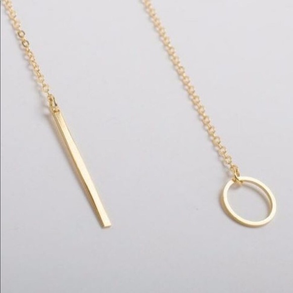 Gold Circle Bar Necklace - Picture 2 of 4